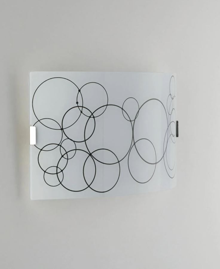 Applique in vetro bianco lucido con cerchi neri e ganci in cromo 2XE27 non incl. KARMA Applique in vetro bianco lucido con cerchi neri e ganci in cromo 2XE27 non incl. KARMA